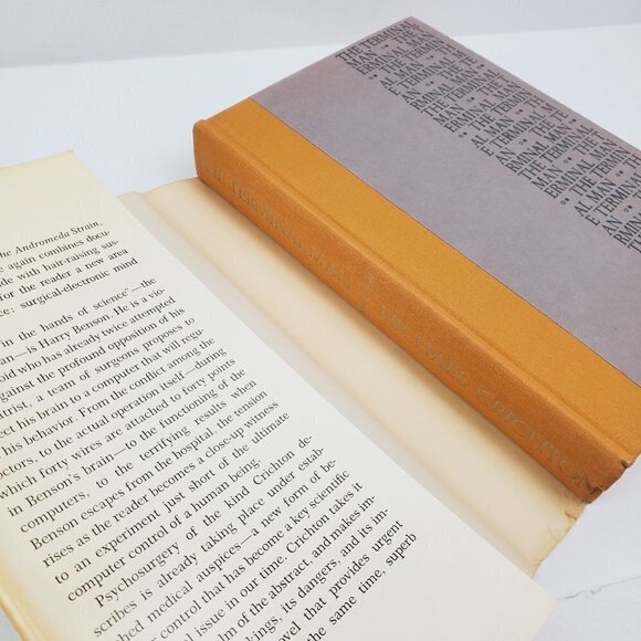Michael Crichton Terminal Man 1972 Book Hardcover VTG Sci-Fi Potentially Unread - Picture 2 of 14